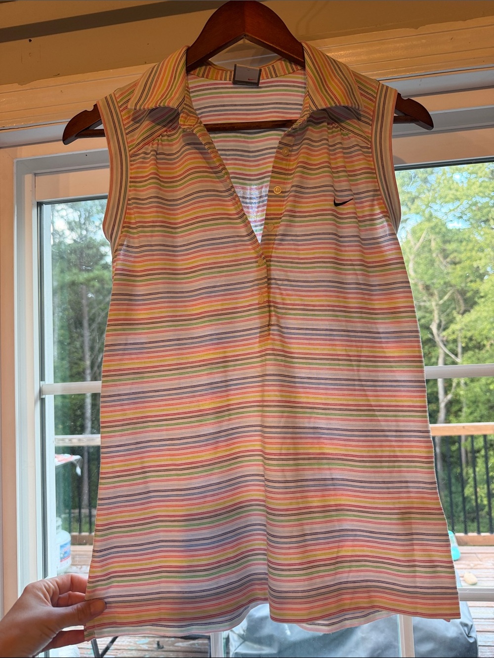 Nike Women’s Sleeveless Polo Tank - Pastel Multi-Stripe